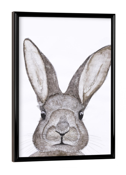 Poster mit schwarzem Rahmen "Hase" artboxONE - Natur,Für Kinder,Tiere - Rabbit,Hase,Animal,Löffel,Kinderzimmer,Kaninchen