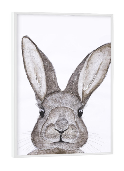 Poster mit weißem Rahmen "Hase" artboxONE - Natur,Für Kinder,Tiere - Rabbit,Hase,Animal,Löffel,Kinderzimmer,Kaninchen