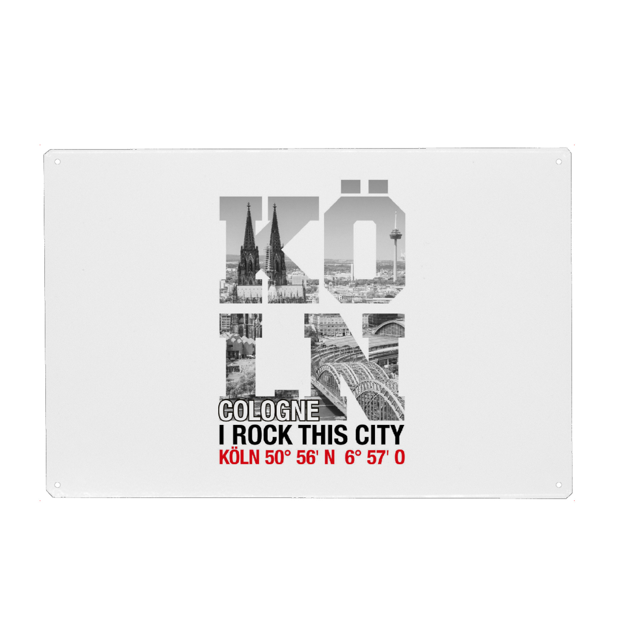 Holzbild "I ROCK KÖLN 2" artboxONE - Städte / Köln,Schwarzweiß - Köln,Kölner dom,Skyline,Colonia,Cologne,I rock