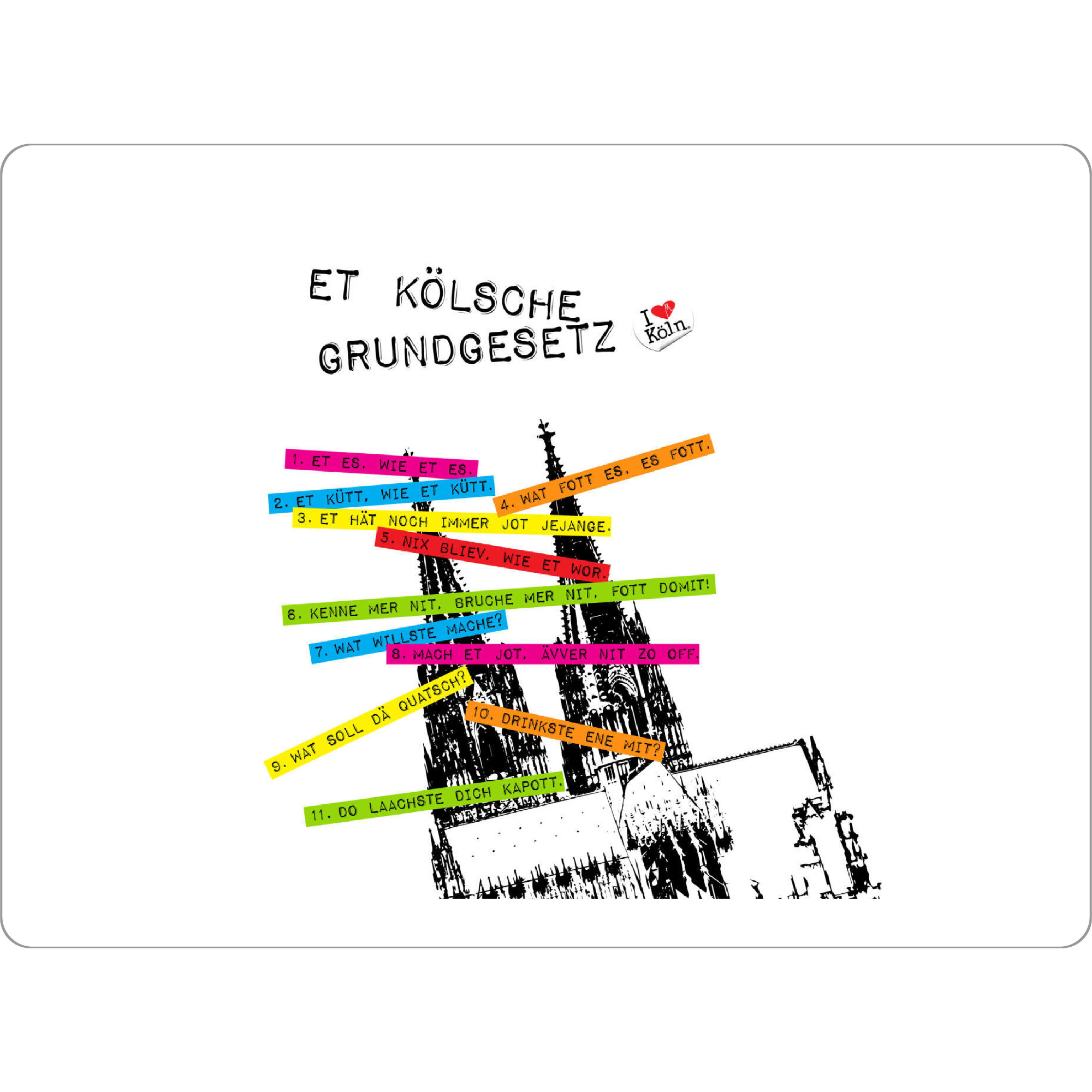 Tischset "KÖLSCHE GRUNDGESETZ" artboxONE - Städte / Köln,Typografie - Kölsch,Grundgesetz - Bild kölsch