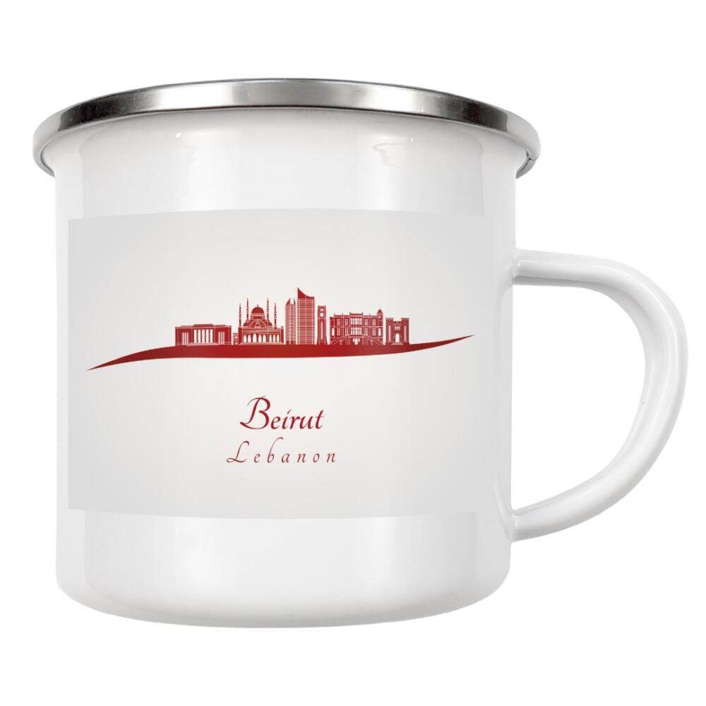 Emaille Tasse "Skyline von Beirut in Rot" artboxONE - Städte,Architektur - Skyline,Stadt,Denkmäler,Metropole,Reise,Tourismus,Geschenk,Rot,Beirut