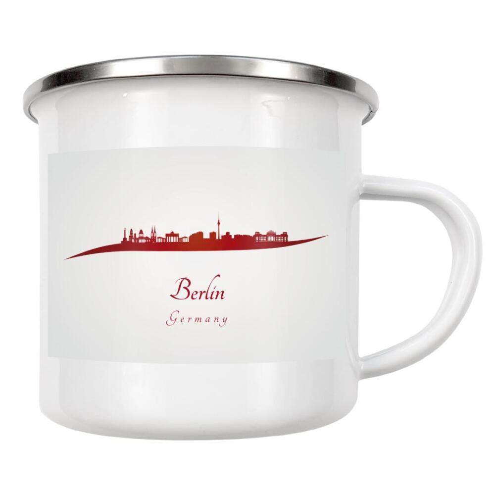 Emaille Tasse "Berliner Skyline in Rot" artboxONE - Städte,Architektur