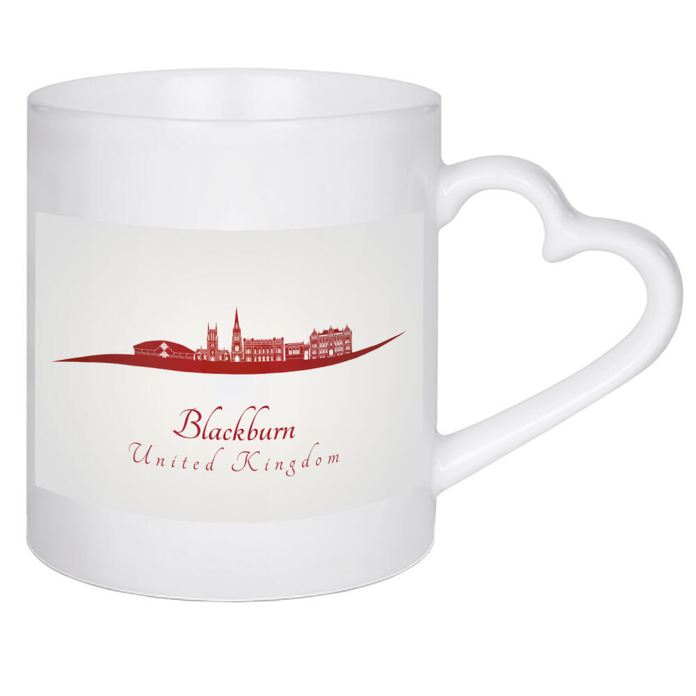 Herztasse "Blackburn-Skyline im Rot" artboxONE - Städte,Architektur - Skyline,Stadt,Reisen,Denkmäler,Turm,Metropole,Souvenir,Urlaub,Rot,Blackburn