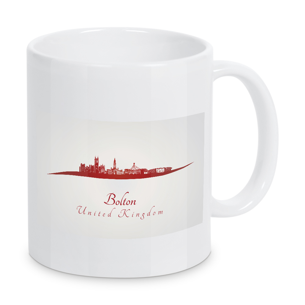 Tasse "Bolton-Skyline in Rot" artboxONE - Städte,Architektur - Skyline,Stadt,Reisen,Denkmäler,Turm,Metropole,Souvenir,Urlaub,Rot,Bolton