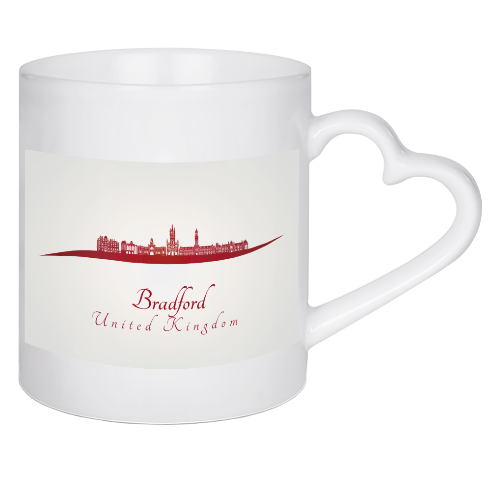 Herztasse "Bradford-Skyline in Rot" artboxONE - Städte,Architektur - Skyline,Stadt,Denkmäler,Metropole,Reise,Tourismus,Geschenk,Souvenir,Rot,Bradford