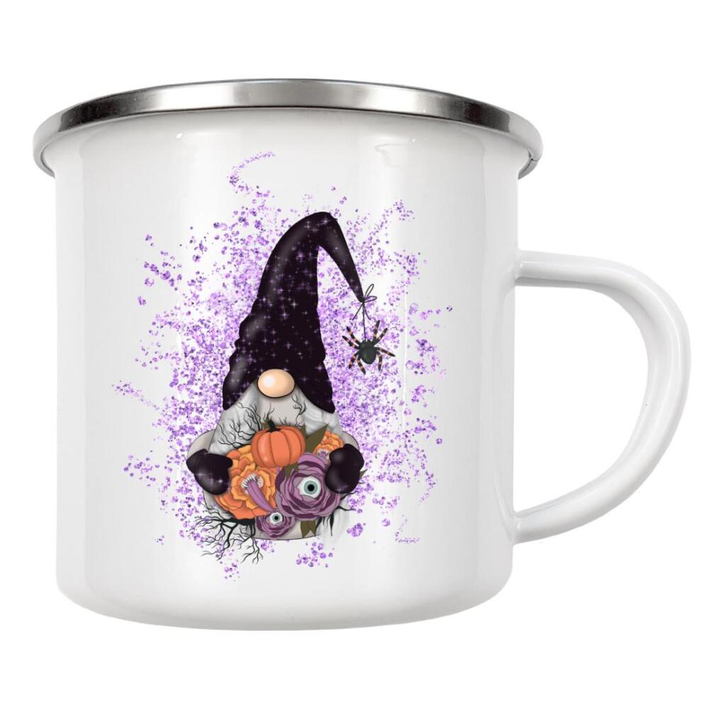 Emaille Tasse "Halloween-Mädchenzwerg mit Blumen" artboxONE - Festivals,Halloween