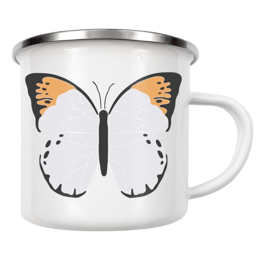 Emaille Tasse "Orange butterfly illustration" artboxONE - Tiere - Orange,Tier,Insekt,Schmetterling,Natur,Frühling,Boho,Abstrakt