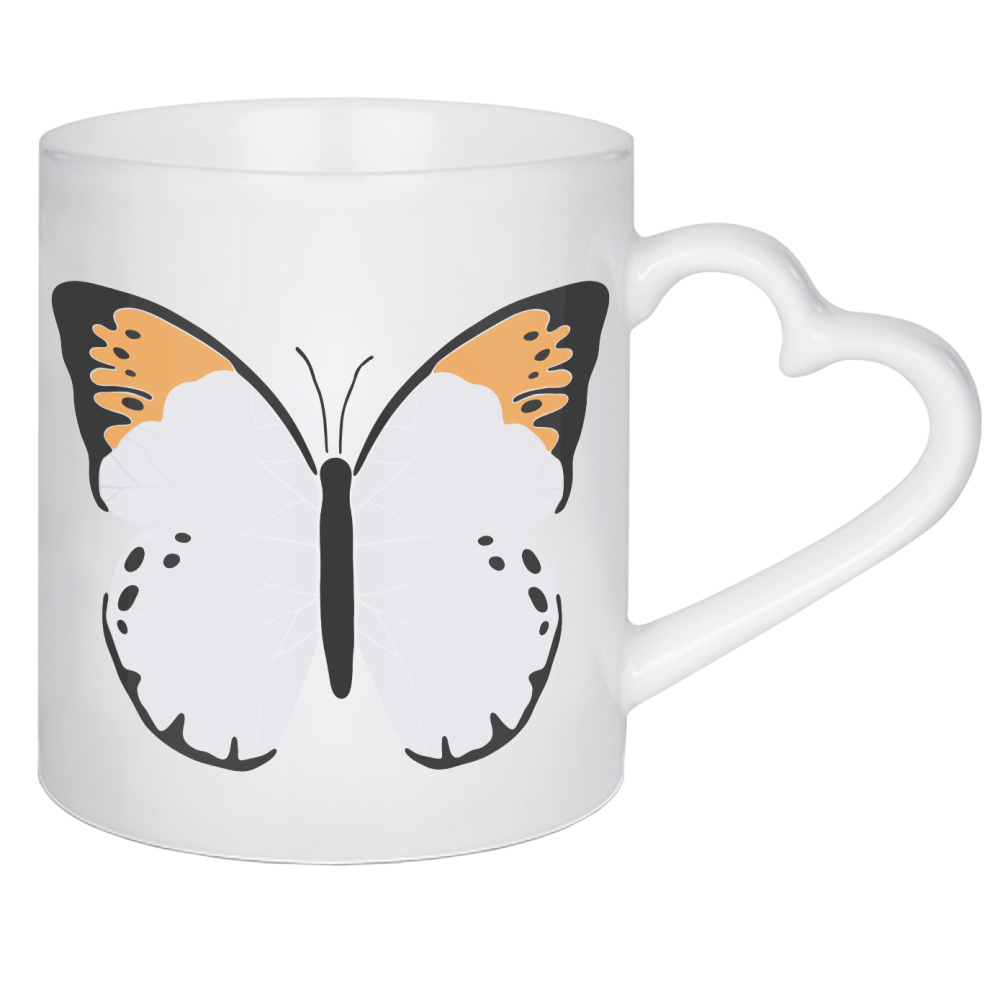 Herztasse "Orange butterfly illustration" artboxONE - Tiere - Orange,Tier,Insekt,Schmetterling,Natur,Frühling,Boho,Abstrakt