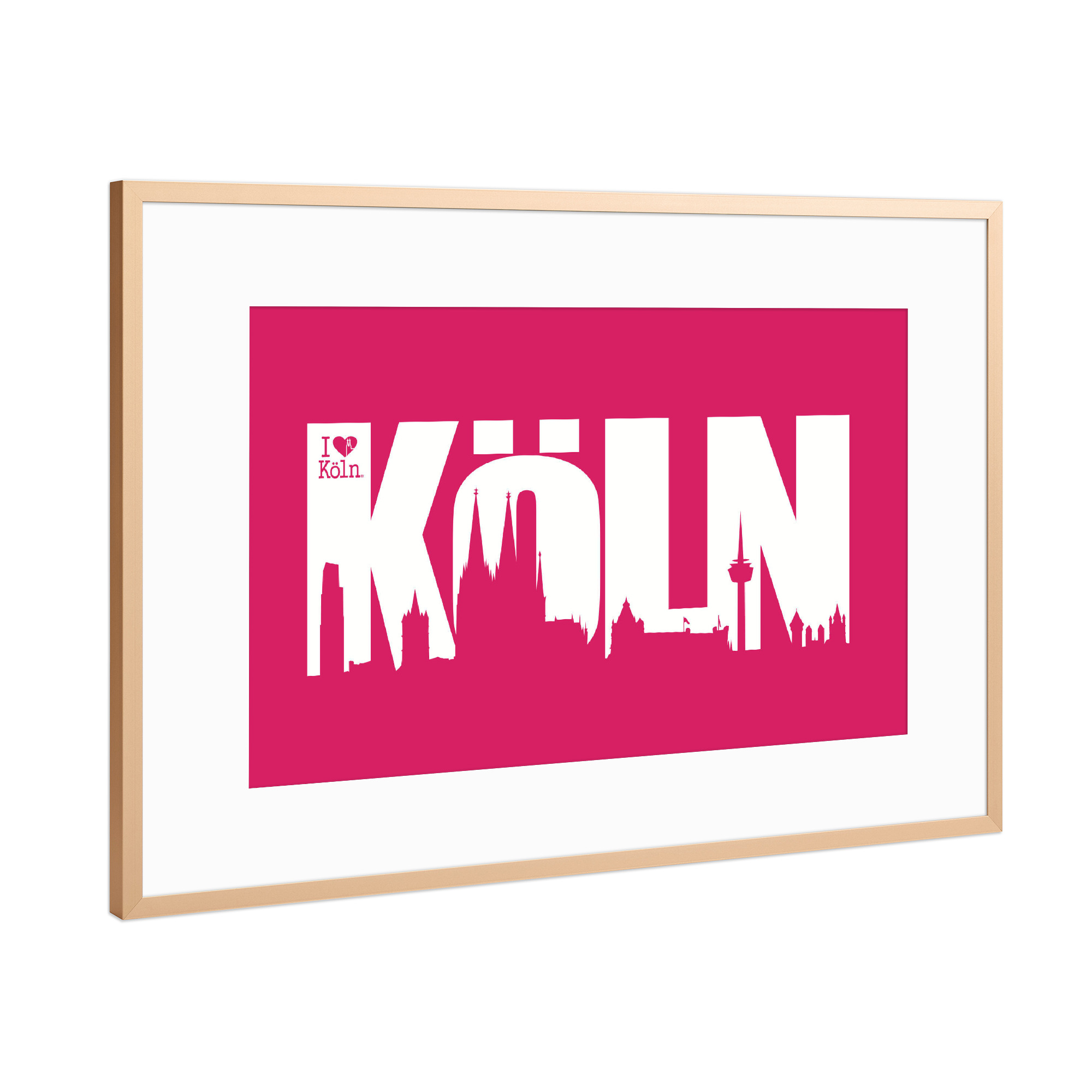 Poster mit Rahmen Kupfer "KÖLN SKYLINE SCHRIFTZUG 5" artboxONE - Städte / Köln - Köln,Kölner dom,Skyline,Colonia,Cologne,Kölle,Kölnergram