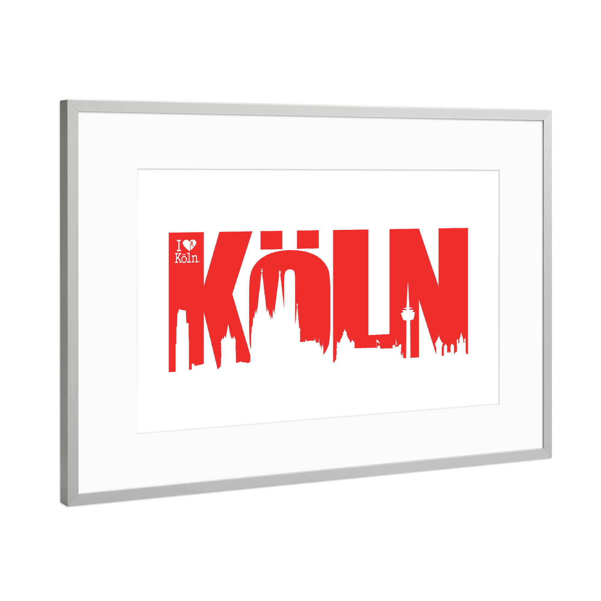 Poster mit Rahmen Silber "KÖLN SKYLINE SCHRIFTZUG 4" artboxONE - Städte / Köln - Köln,Kölner dom,Skyline,Colonia,Cologne,Kölle,Kölnergram