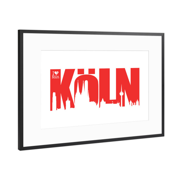 Poster mit Rahmen Schwarz (Metallic) "KÖLN SKYLINE SCHRIFTZUG 4" artboxONE - Städte / Köln - Köln,Kölner dom,Skyline,Colonia,Cologne,Kölle,Kölnergram
