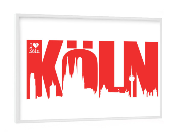Poster mit weißem Rahmen "KÖLN SKYLINE SCHRIFTZUG 4" artboxONE - Städte / Köln - Köln,Kölner dom,Skyline,Colonia,Cologne,Kölle,Kölnergram