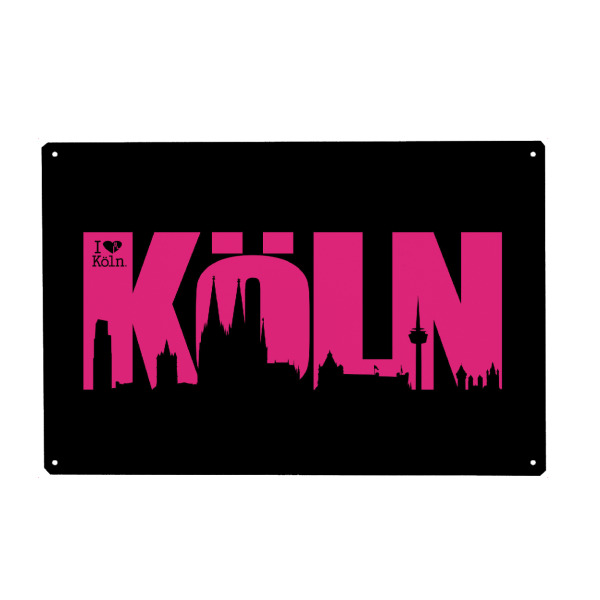 Metall Poster "KÖLN SKYLINE SCHRIFTZUG" artboxONE - Städte / Köln - Köln,Kölner skyline,Colonia,Cologne,Dom,Kölle,Kölnergram - Blechschild