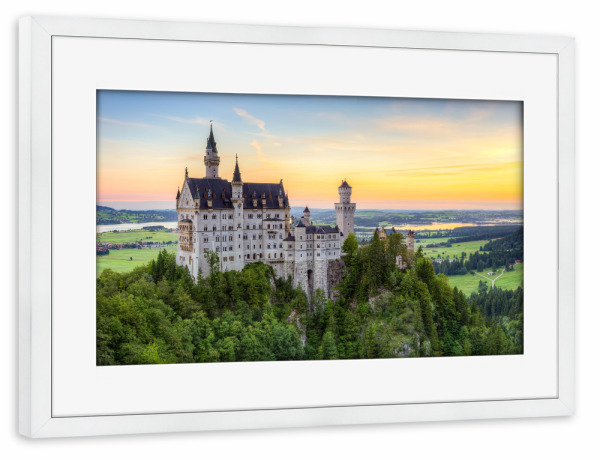 Poster mit Rahmen weiß "Schloss Neuschwanstein" artboxONE - Natur,Reise,Architektur