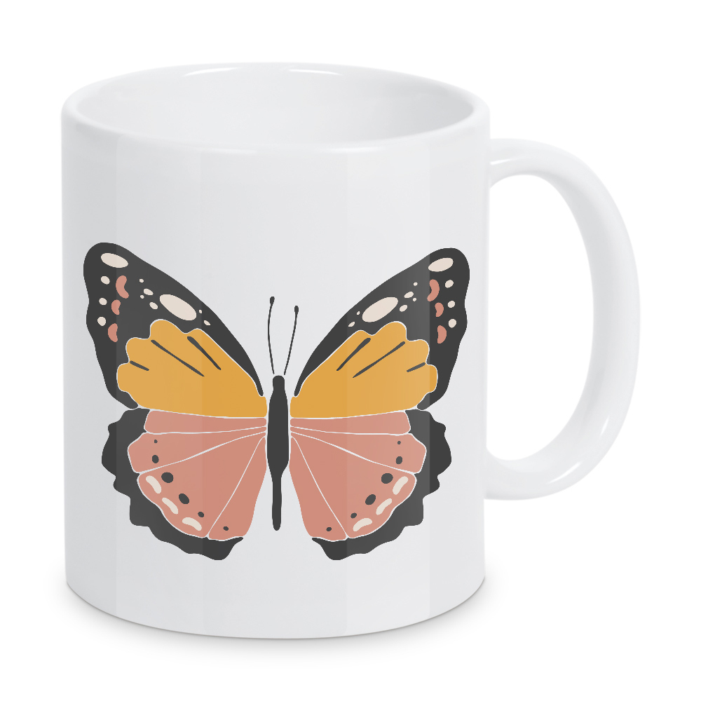 Tasse "Sommerschmetterling" artboxONE - Tiere - Schmetterling,Insekt,Tier,Sommer,Frühling,Boho,Abstrakt,Orange
