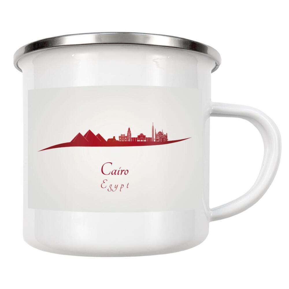 Emaille Tasse "Skyline von Kairo in Rot" artboxONE - Städte,Architektur - Skyline,Stadt,Denkmäler,Metropole,Reise,Tourismus,Geschenk,Souvenir,Rot