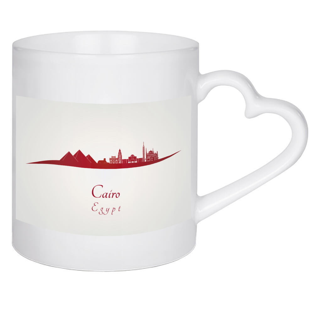 Herztasse "Skyline von Kairo in Rot" artboxONE - Städte,Architektur - Skyline,Stadt,Denkmäler,Metropole,Reise,Tourismus,Geschenk,Souvenir,Rot