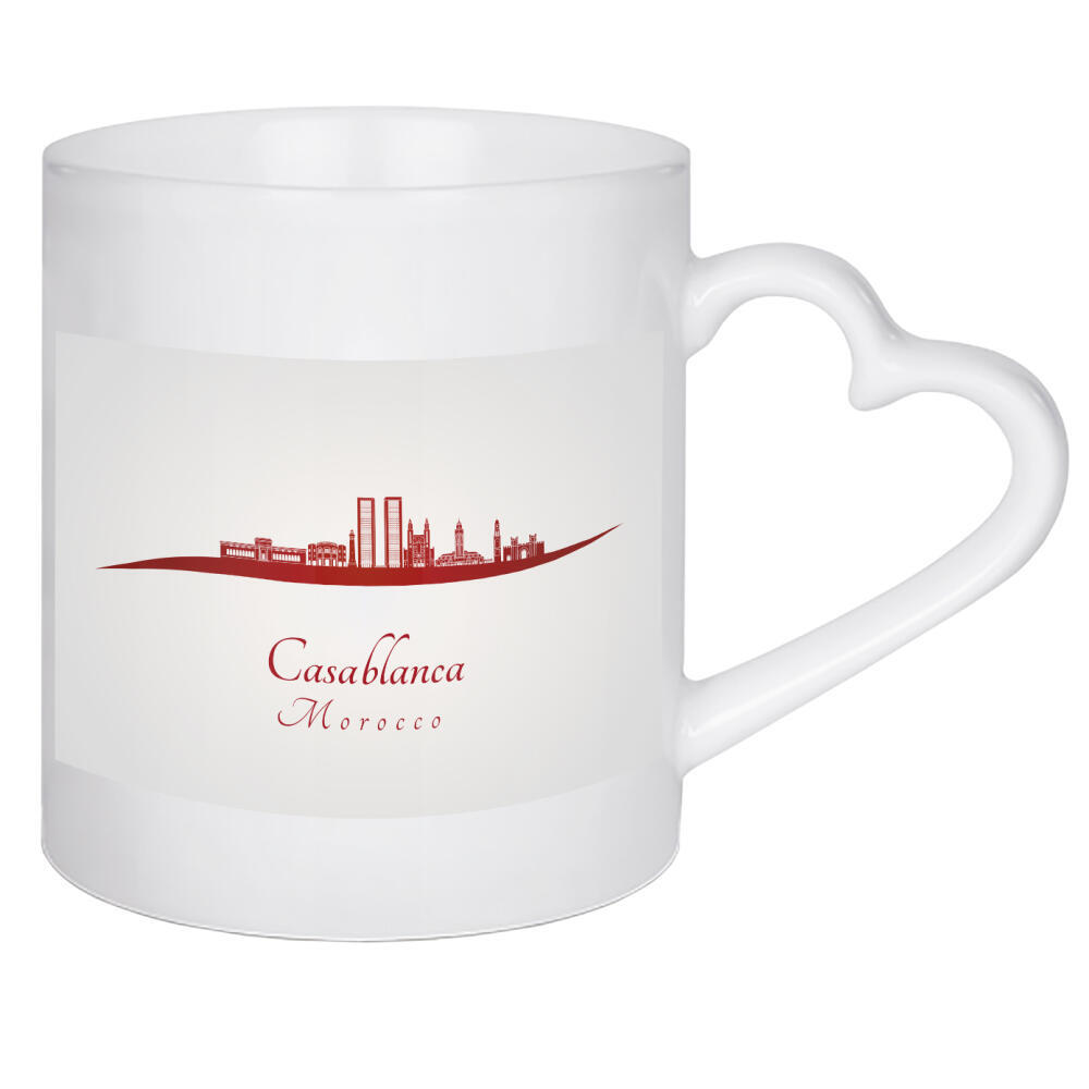 Herztasse "Casablanca-Skyline in Rot" artboxONE - Städte,Architektur - Skyline,Stadt,Denkmäler,Metropole,Reise,Tourismus,Geschenk,Souvenir,Rot