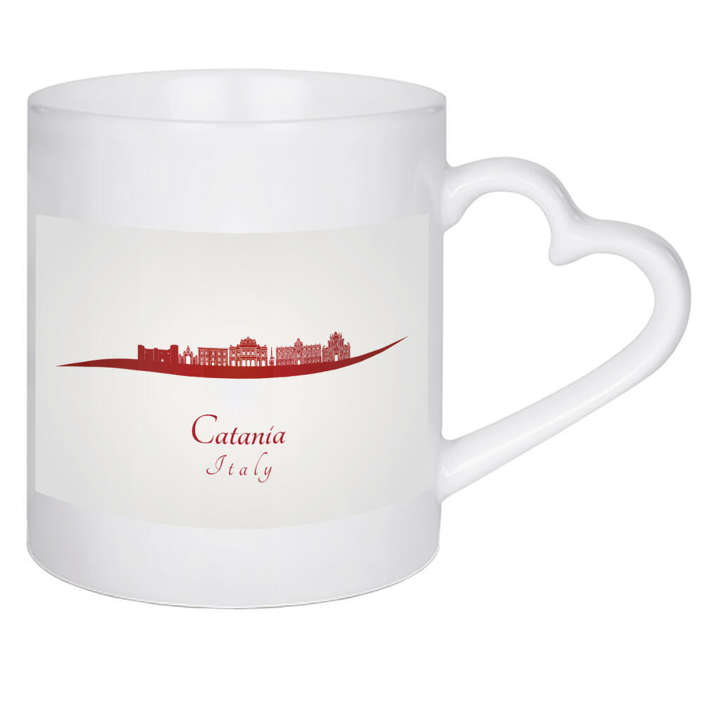 Herztasse "Catania-Skyline im Rot" artboxONE - Städte,Architektur - Skyline,Stadt,Denkmäler,Metropole,Reise,Tourismus,Rot,Catania