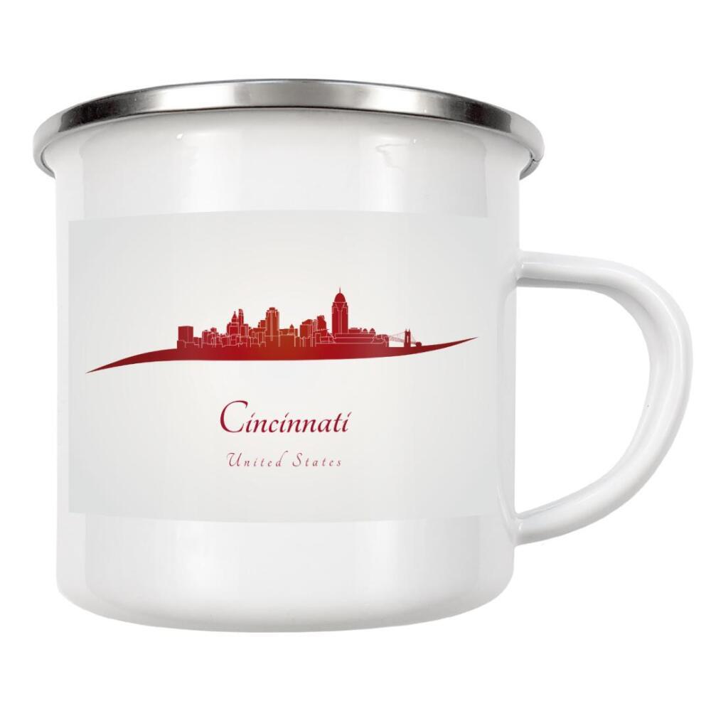 Emaille Tasse "Cincinnati-Skyline im Rot" artboxONE - Städte,Architektur
