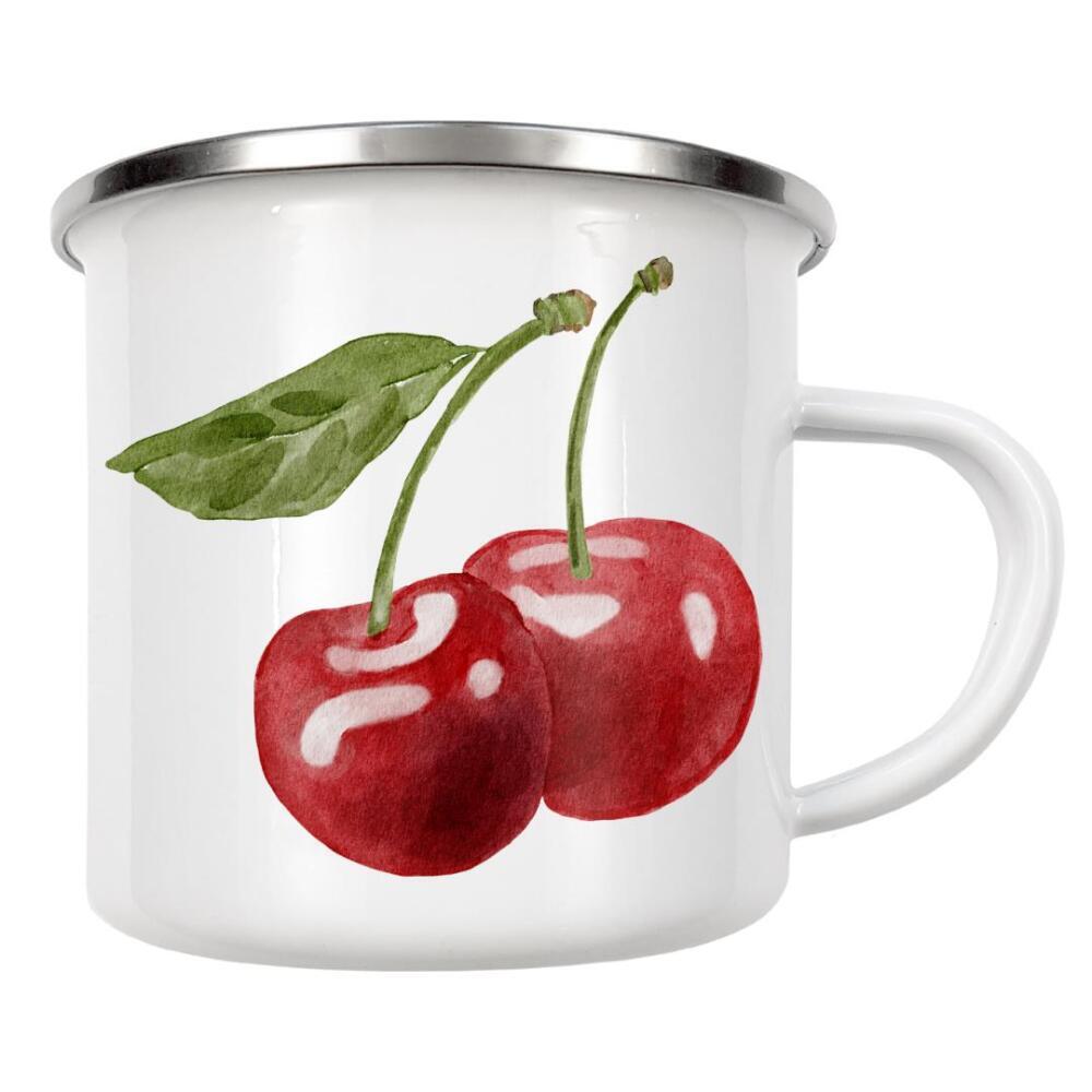 Emaille Tasse "Aquarell Kirsche Kunst" artboxONE - Essen & Trinken / Obst & Gemüse