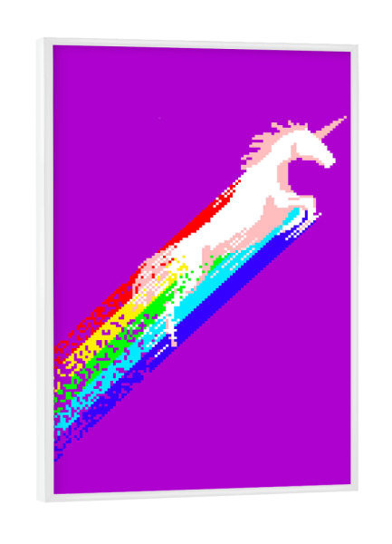 Poster mit weißem Rahmen "Pixel Unicorn" artboxONE - Tiere,Fiktion - Unicorn,Einhorn,Neon,Pixel,Fiktion,Fabel,Märchen,Fairytale,Fairy tale,Pop art