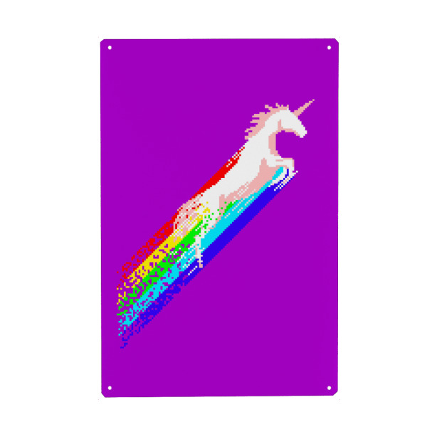 Holzbild "Pixel Unicorn" artboxONE - Tiere,Fiktion - Unicorn,Einhorn,Neon,Pixel,Fiktion,Fabel,Märchen,Fairytale,Fairy tale,Pop art