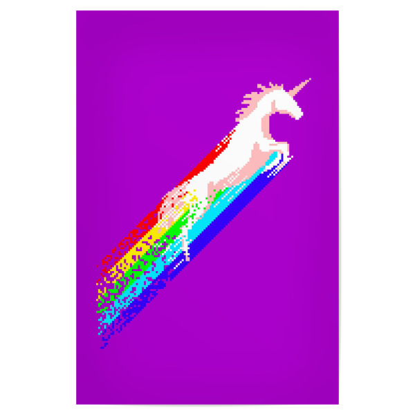 Poster "Pixel Unicorn" artboxONE - Tiere,Fiktion - Unicorn,Einhorn,Neon,Pixel,Fiktion,Fabel,Märchen,Fairytale,Fairy tale,Pop art