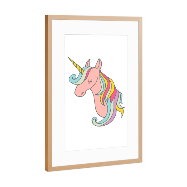 Poster mit Rahmen Kupfer "Rosa Unicorn" artboxONE - Tiere,Fiktion