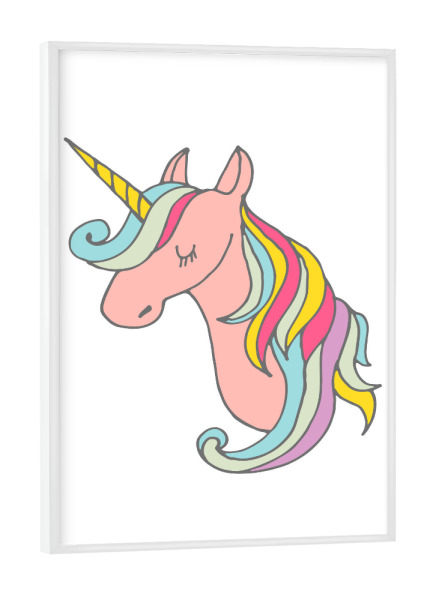 Poster mit weißem Rahmen "Rosa Unicorn" artboxONE - Tiere,Fiktion