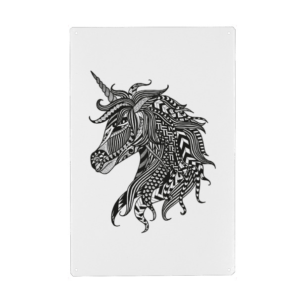 Holzbild "Zentangle Einhorn" artboxONE - Tiere,Schwarzweiß,Fiktion