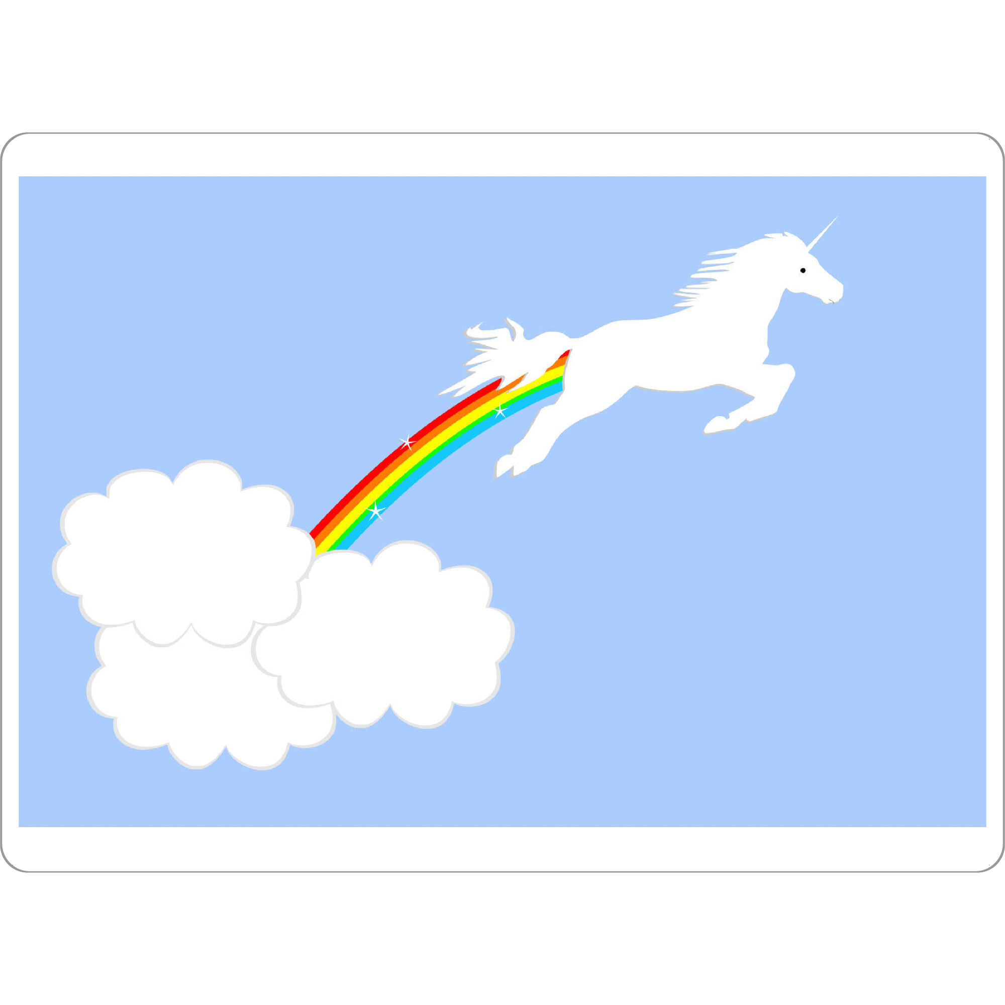 Tischset "Fluffy Dust" artboxONE - Für Kinder,Tiere,Fiktion - Regenbogen,Einhorn,Flaumig,Glitzer,Generationy,Welpen,Fliegen,Springen,Wolke