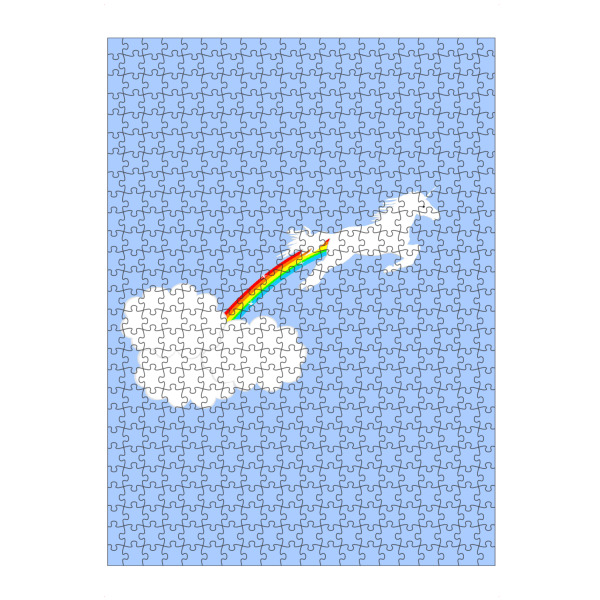 Puzzle Ravensburger "Fluffy Dust" artboxONE - Für Kinder,Tiere,Fiktion - Regenbogen,Einhorn,Flaumig,Glitzer,Generationy,Welpen,Fliegen,Springen,Wolke