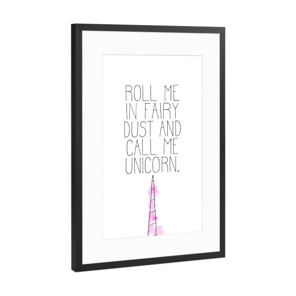 Poster mit Rahmen Schwarz (Metallic) "Unicorn Fairy Dust" artboxONE - Tiere,Fiktion