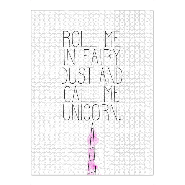 Puzzle Ravensburger "Unicorn Fairy Dust" artboxONE - Tiere,Fiktion - Einhorn,Unicorn,Märchen,Fairy,Glitter,Horn,Magisch,Typo,Lettering,Handwritten