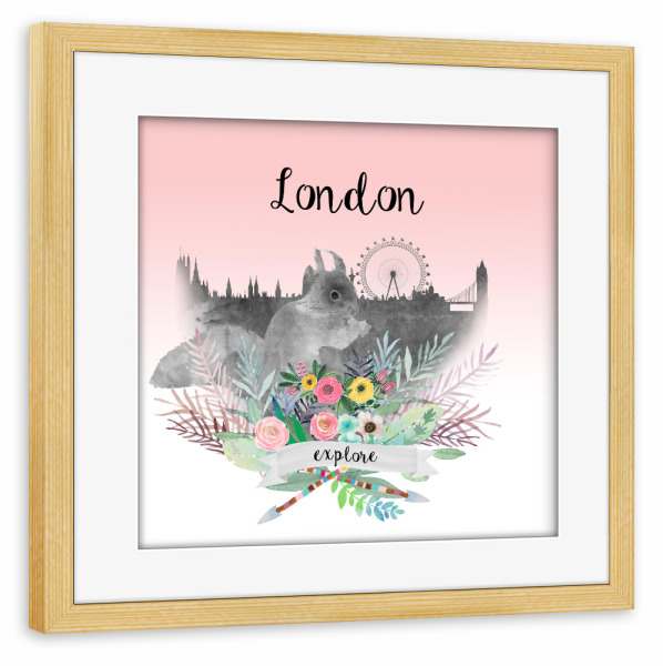 Poster mit Rahmen kiefer "London 4" artboxONE - Städte / London,Typografie,Tiere