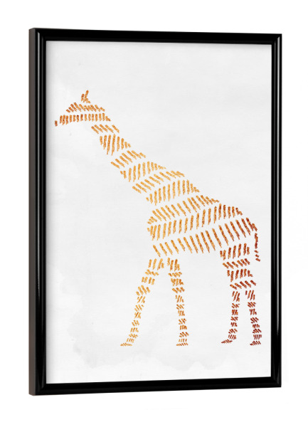 Poster mit schwarzem Rahmen "Giraffe" artboxONE - Tiere,Abstrakt - Giraffe,Tiere,Tiere,Gold,Golden,Schimmer,Muster,Aztekisch,Goldglanz,Glanz