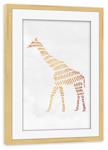 Poster mit Rahmen kiefer "Giraffe" artboxONE - Tiere,Abstrakt - Giraffe,Tiere,Tiere,Gold,Golden,Schimmer,Muster,Aztekisch,Goldglanz,Glanz