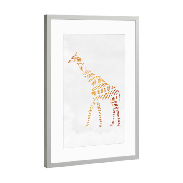 Poster mit Rahmen Silber "Giraffe" artboxONE - Tiere,Abstrakt - Giraffe,Tiere,Tiere,Gold,Golden,Schimmer,Muster,Aztekisch,Goldglanz,Glanz