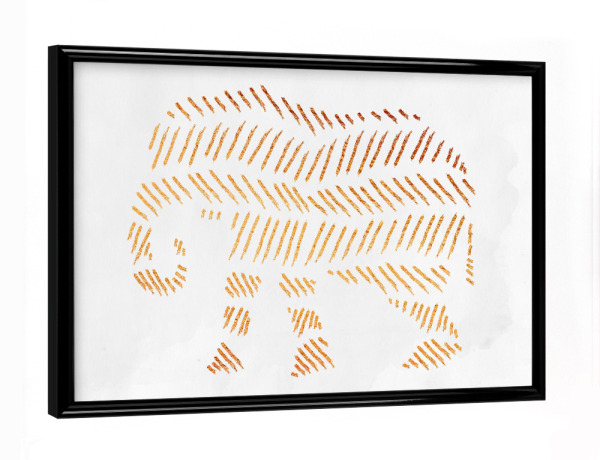 Poster mit schwarzem Rahmen "Elephant" artboxONE - Tiere,Abstrakt - Elefant,Tiere,Elefant,Tiere,Gold,Golden,Schimmer,Muster,Azteke,Goldglanz,Glanz