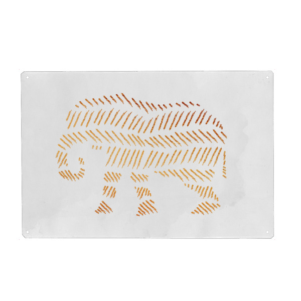 Metall Poster "Elephant" artboxONE - Tiere,Abstrakt - Elefant,Tiere,Elefant,Tiere,Gold,Golden,Schimmer,Muster,Azteke,Goldglanz,Glanz - Blechschild