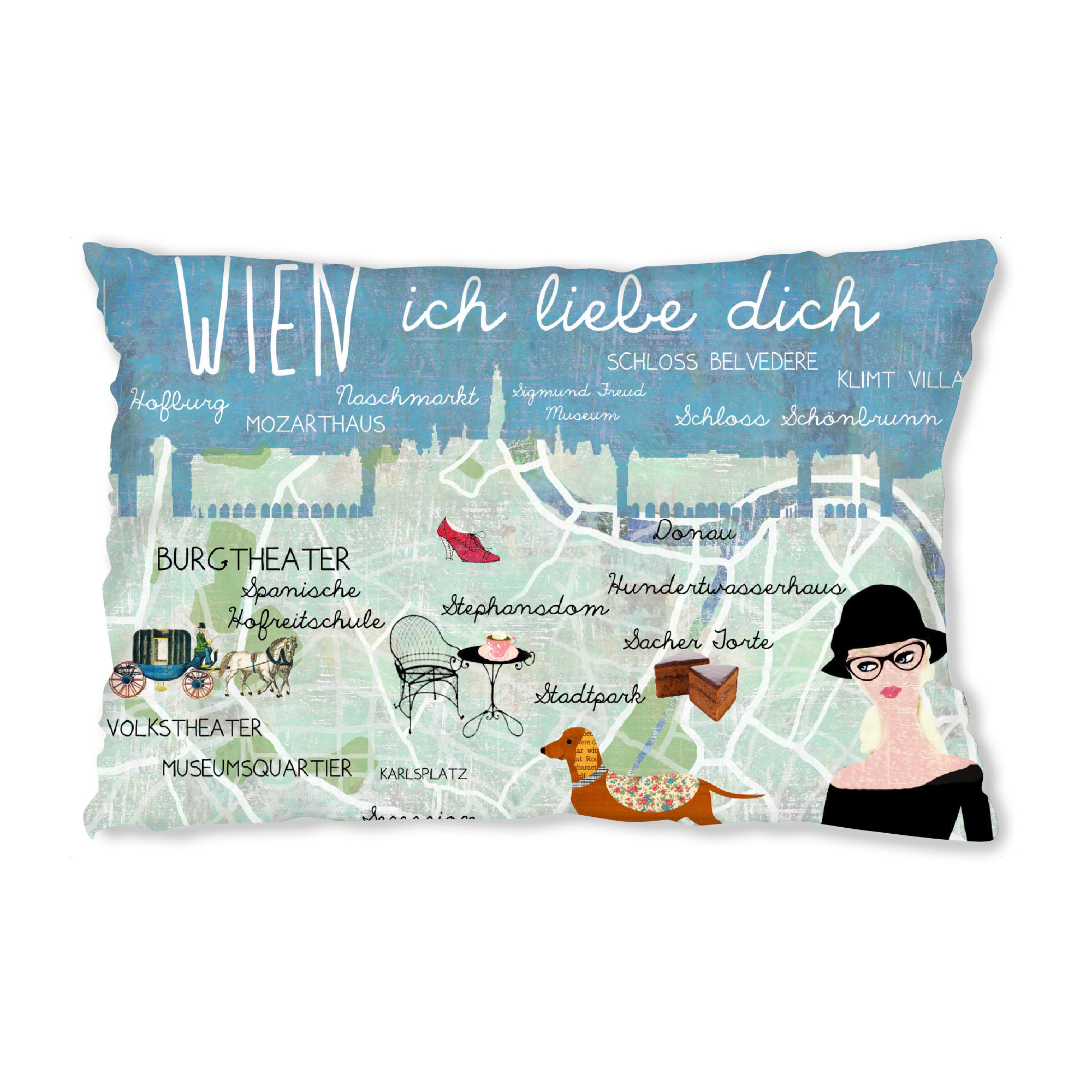 Design-Kissen "Wien ich liebe dich" artboxONE - Städte / Wien