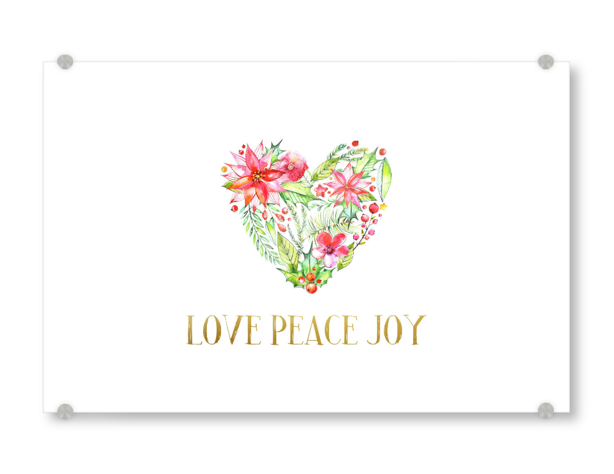 Acrylglasbild "Love Peace Joy" artboxONE - Weihnachten - Adverskalender,Blumenkranz,Herz,Liebe,Valentinstag