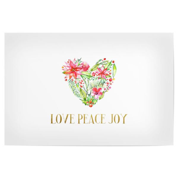Poster 30x20 cm "Love Peace Joy" artboxONE - Weihnachten - Adverskalender,Blumenkranz,Herz,Liebe,Valentinstag