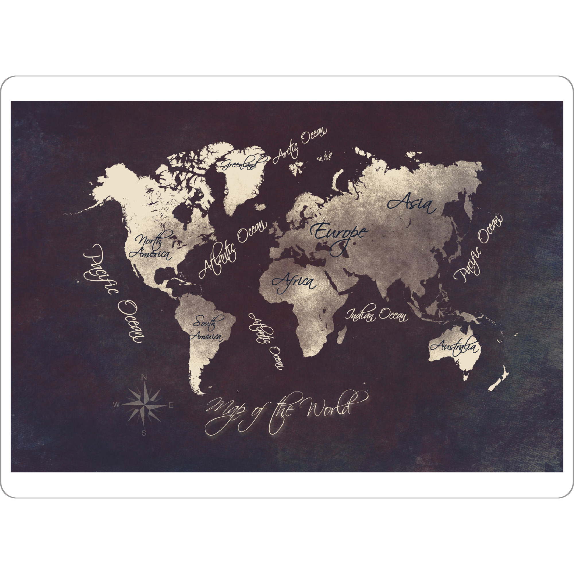 Tischset "World map silver" artboxONE - Typografie,Abstrakt,Kartografie - Weltkarte,Welt,Karte,Map - Bild weltkarte