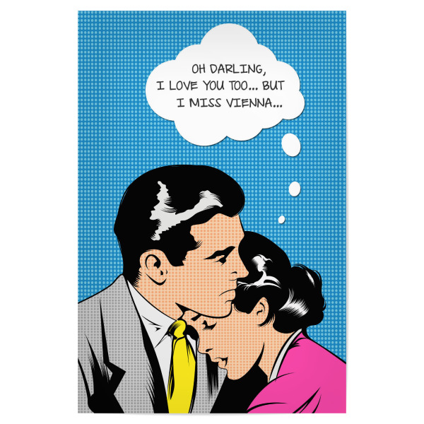 Poster "I miss Vienna" artboxONE - Comic,Städte / Wien - Retro,Vintage,Comic,Popart,Paar,Liebe,Stadt,City,Wien,österreich