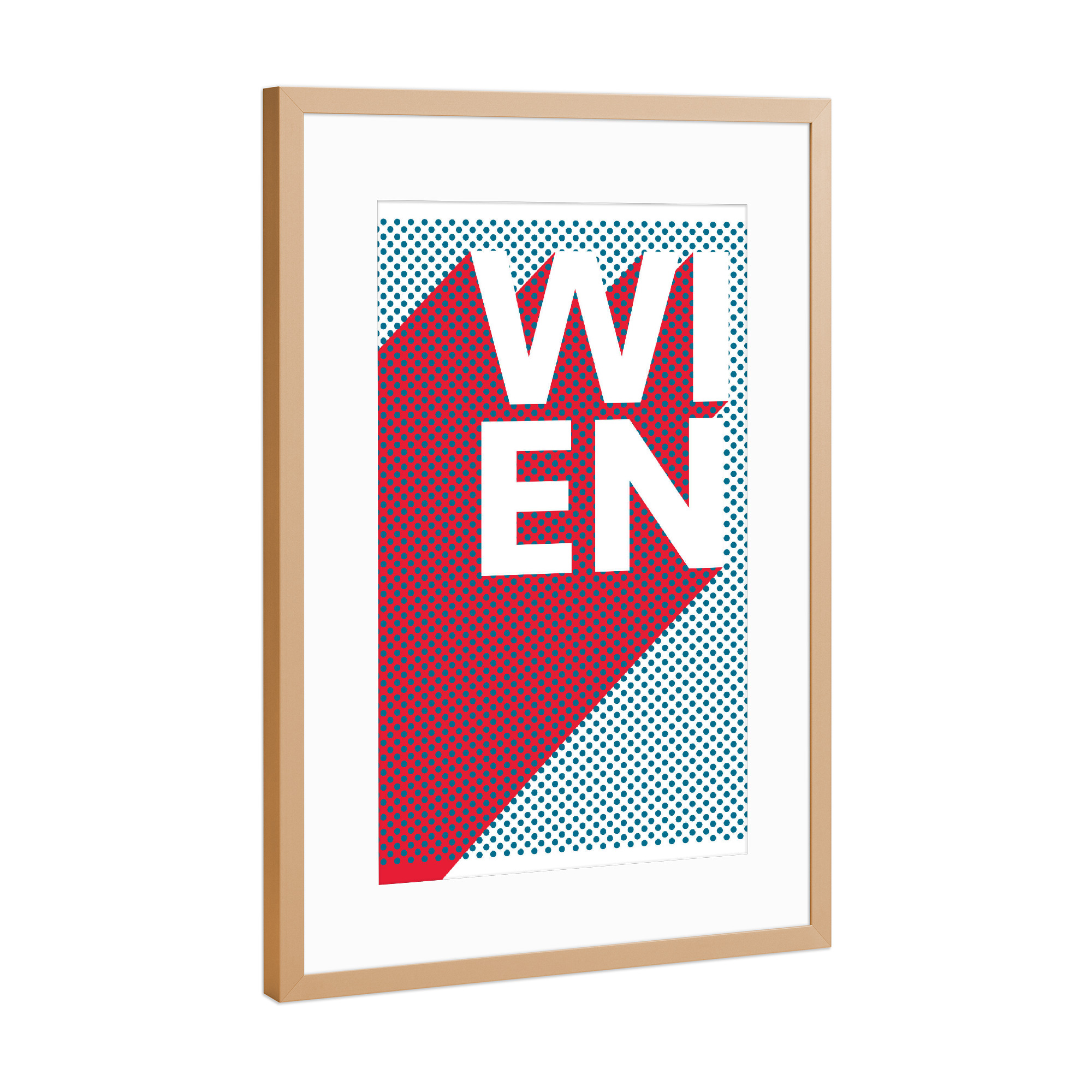 Poster mit Rahmen Kupfer "Wien Pop Art" artboxONE - Typografie,Reise,Abstrakt,Städte / Wien - Stadt,Popart,Retro,City,Wien,österreich