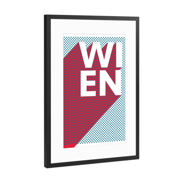 Poster mit Rahmen Schwarz (Metallic) "Wien Pop Art" artboxONE - Typografie,Reise,Abstrakt,Städte / Wien - Stadt,Popart,Retro,City,Wien,österreich
