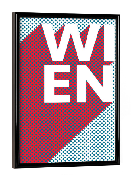 Poster mit schwarzem Rahmen "Wien Pop Art" artboxONE - Typografie,Reise,Abstrakt,Städte / Wien - Stadt,Popart,Retro,City,Wien,österreich