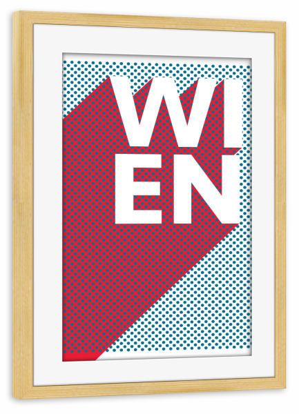 Poster mit Rahmen kiefer "Wien Pop Art" artboxONE - Typografie,Reise,Abstrakt,Städte / Wien - Stadt,Popart,Retro,City,Wien,österreich
